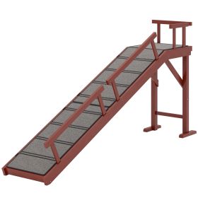 Wooden Dog Ramp with Removable Guardrails, Non-Slip Surface, 70.5" Long, Brown Wooden Dog Ramp with Removable Guardrails, Non-Slip Surface, 70.5" Long, Brown